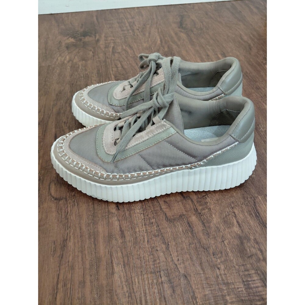 Dolce Vita Women's Dolen Leather Sneaker Women Size 7.5 White Beige Green